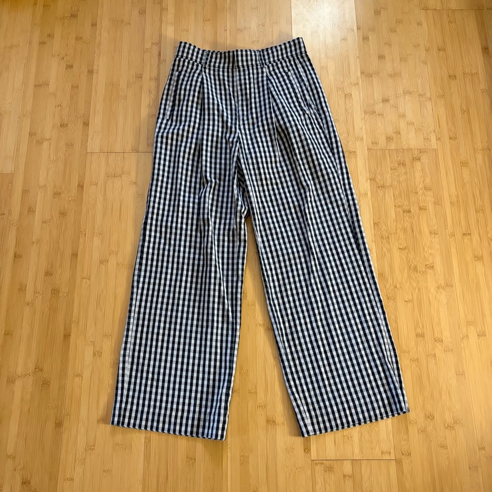 Everlane Black and Cream Checkered Pants 6S (short)